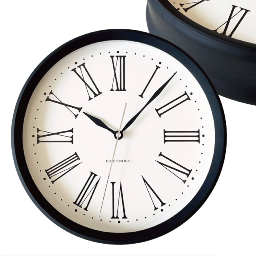 Amazon.co.jp: KATOMOKU muku clock 5 ローマ数字 ブラック